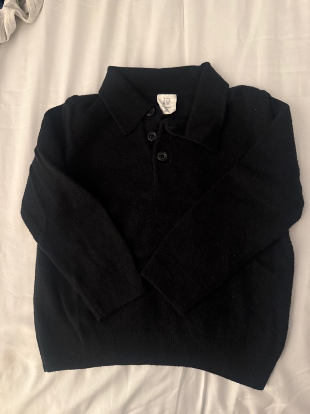 GAP Black Collared Button-Front Knit Pullover